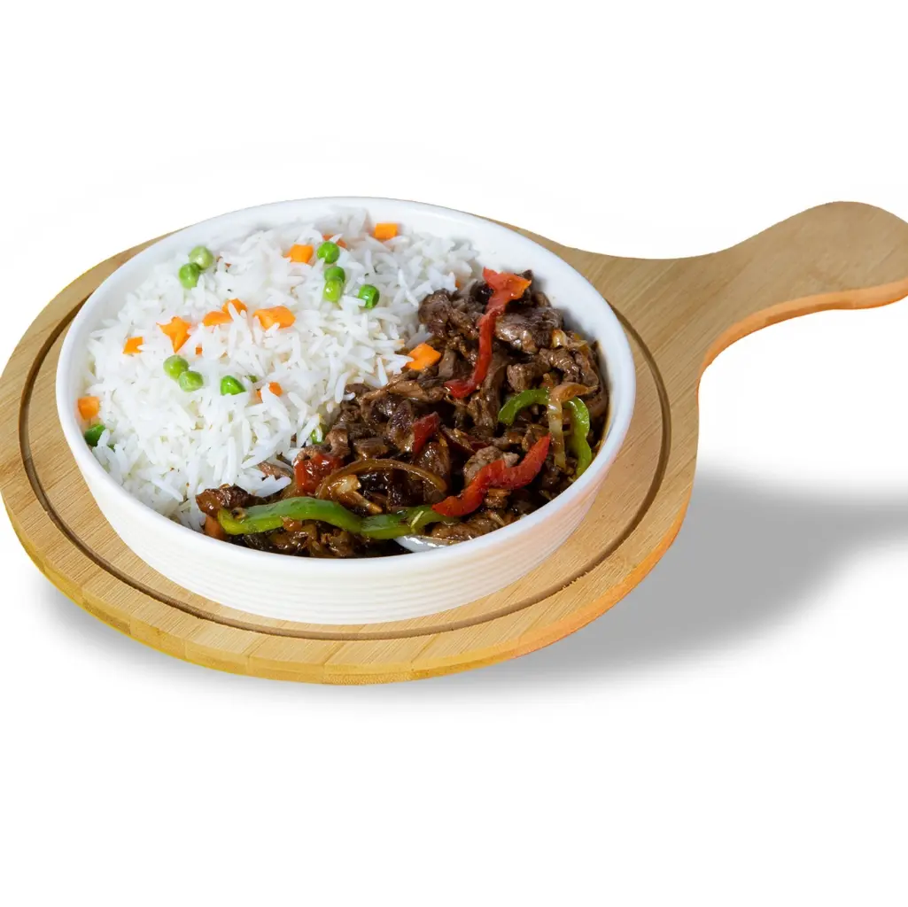 لحم	مع أرز